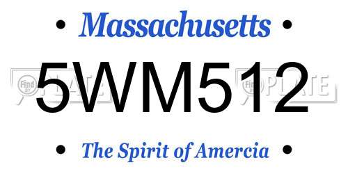 5WM512 Massachusetts License Plate