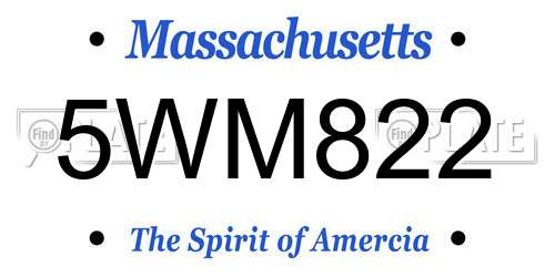 5WM822 Massachusetts License Plate
