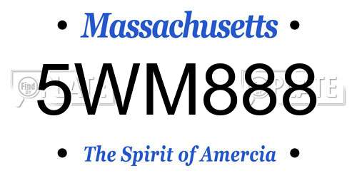 5WM888 Massachusetts License Plate