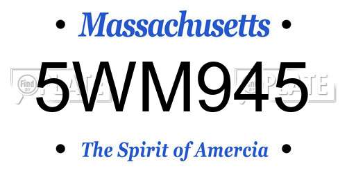 5WM945 Massachusetts License Plate