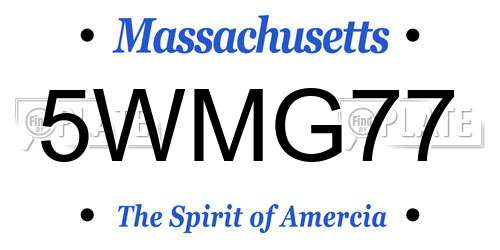 5WMG77 Massachusetts License Plate