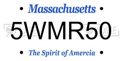 5WMR50 Massachusetts License Plate