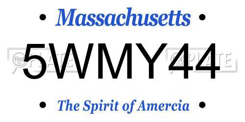 5WMY44 Massachusetts License Plate