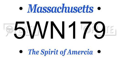 5WN179 Massachusetts License Plate
