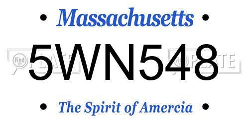 5WN548 Massachusetts License Plate
