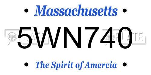 5WN740 Massachusetts License Plate