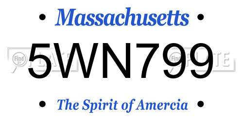 5WN799 Massachusetts License Plate