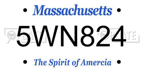5WN824 Massachusetts License Plate