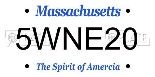 5WNE20 Massachusetts License Plate