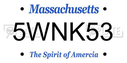 5WNK53 Massachusetts License Plate