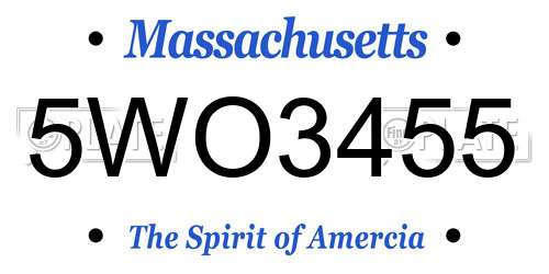 5WO3455 Massachusetts License Plate