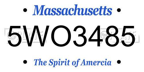 5WO3485 Massachusetts License Plate