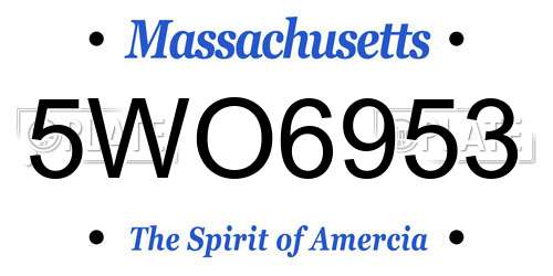 5WO6953 Massachusetts License Plate