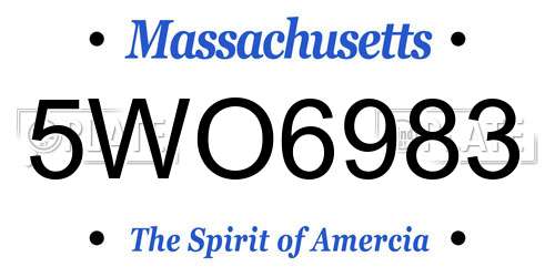 5WO6983 Massachusetts License Plate