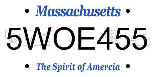 5WOE455 Massachusetts License Plate