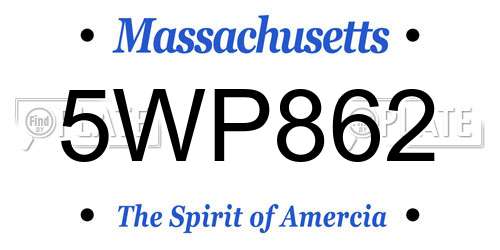 5WP862 Massachusetts License Plate