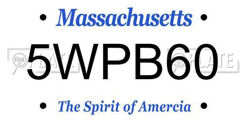 5WPB60 Massachusetts License Plate