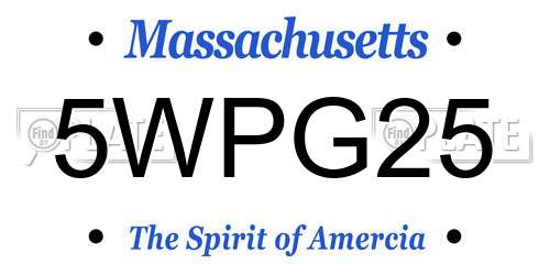 5WPG25 Massachusetts License Plate