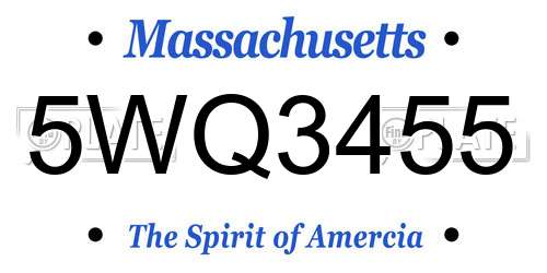 5WQ3455 Massachusetts License Plate
