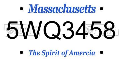 5WQ3458 Massachusetts License Plate