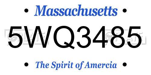 5WQ3485 Massachusetts License Plate