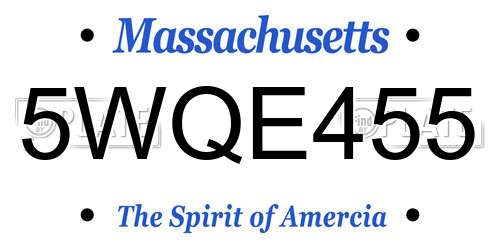 5WQE455 Massachusetts License Plate