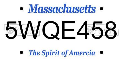 5WQE458 Massachusetts License Plate