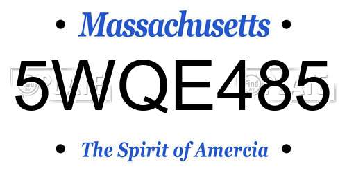 5WQE485 Massachusetts License Plate