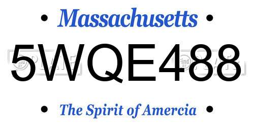 5WQE488 Massachusetts License Plate