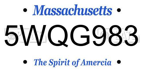5WQG983 Massachusetts License Plate