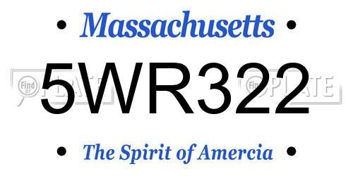 5WR322 Massachusetts License Plate