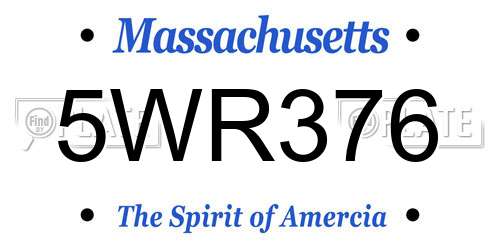 5WR376 Massachusetts License Plate