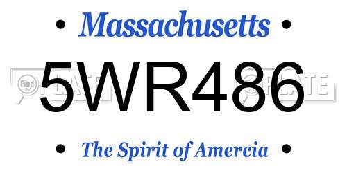 5WR486 Massachusetts License Plate