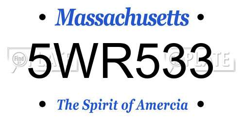 5WR533 Massachusetts License Plate