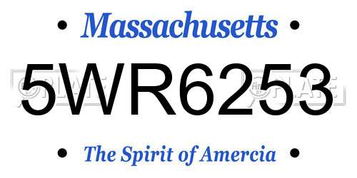 5WR6253 Massachusetts License Plate