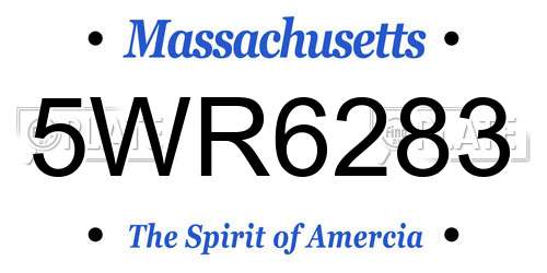 5WR6283 Massachusetts License Plate