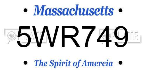5WR749 Massachusetts License Plate