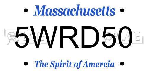 5WRD50 Massachusetts License Plate
