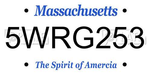 5WRG253 Massachusetts License Plate