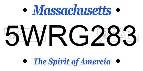 5WRG283 Massachusetts License Plate