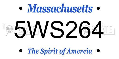 5WS264 Massachusetts License Plate