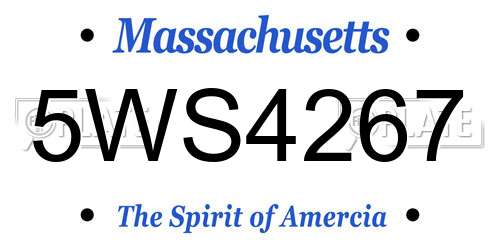 5WS4267 Massachusetts License Plate