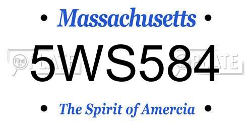 5WS584 Massachusetts License Plate