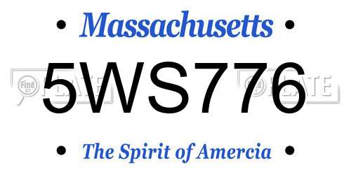 5WS776 Massachusetts License Plate