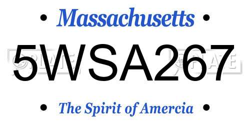 5WSA267 Massachusetts License Plate
