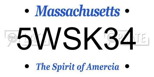 5WSK34 Massachusetts License Plate