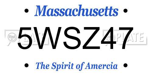 5WSZ47 Massachusetts License Plate