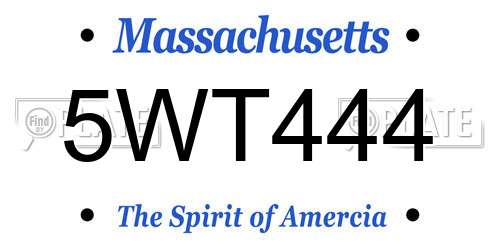5WT444 Massachusetts License Plate