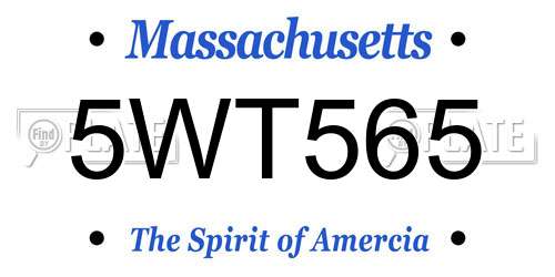 5WT565 Massachusetts License Plate