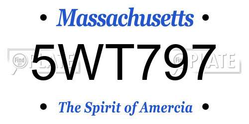 5WT797 Massachusetts License Plate